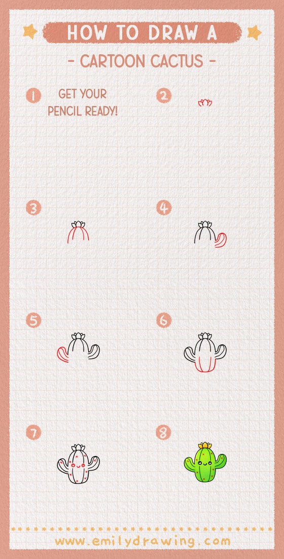 how to draw a cartoon cactus pinterest pin